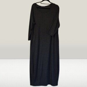 Cut Loose Dress  Linen and Cotton  Dark Grey Charcoal L Blue? Lantern Shape